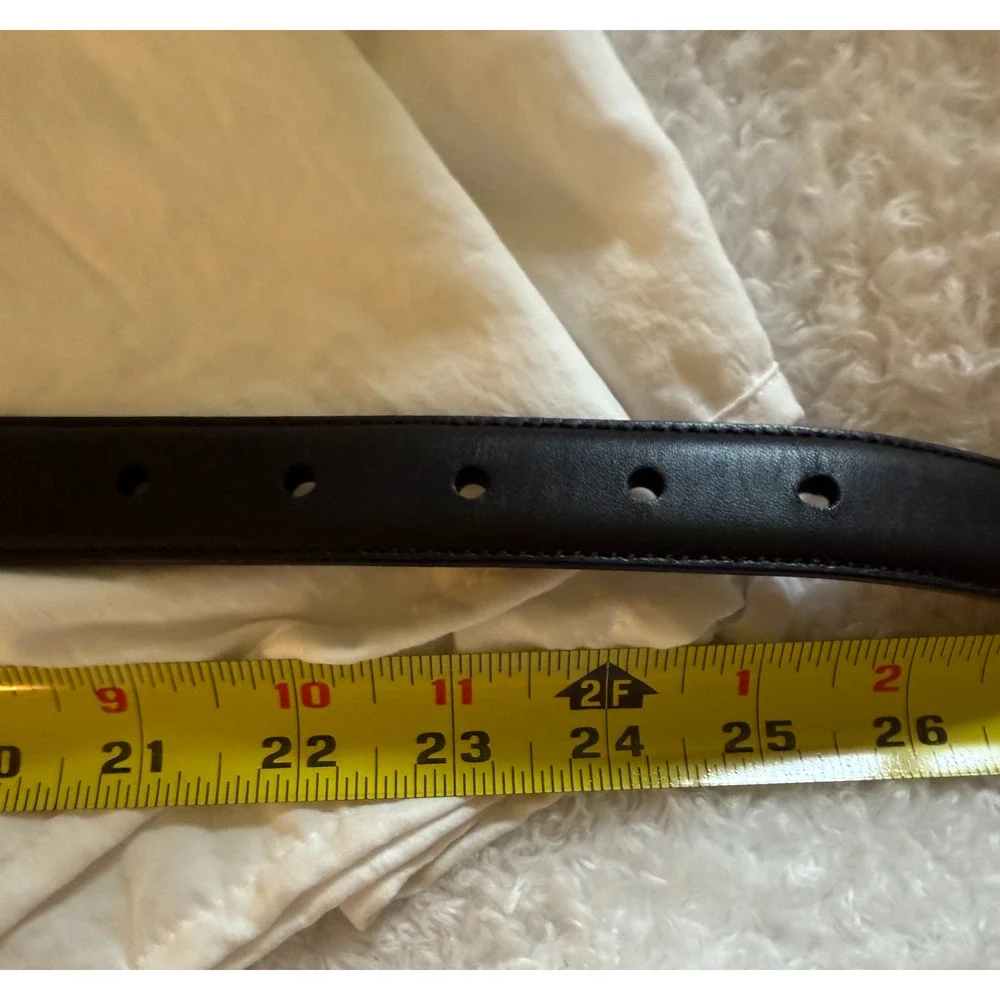 Polo Ralph Lauren Youth Black Leather Belt Silver Buckle Size 24/60 Style 11689